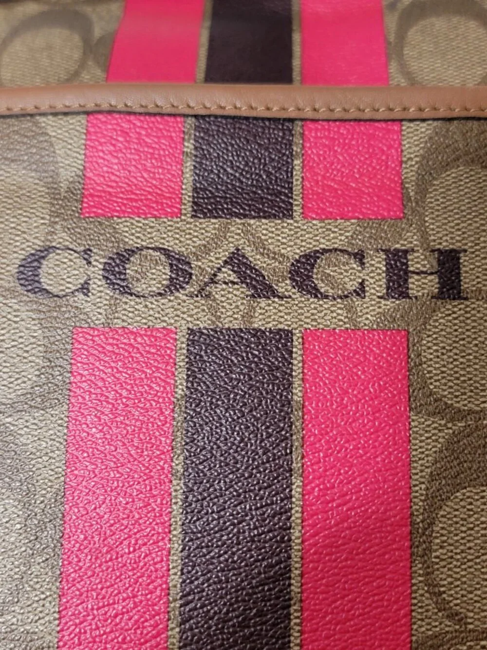 Coach File Bag Varsity Stripe Signature Coach Cross Body Handbag Pink F38402